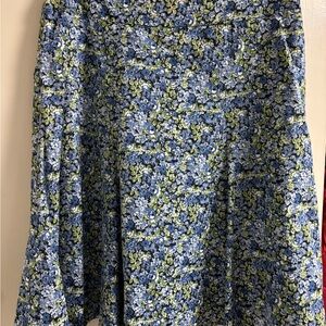 Floral Blue and Green Women's Skirt
